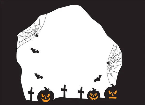 Digital Render Halloween Background Jack Lanterns Crosses Bats — Stock Vector