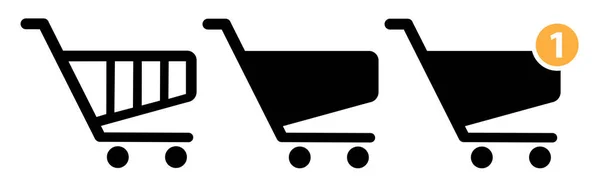 Black Empty Full Shopping Cart Icons White Background — Stock Vector