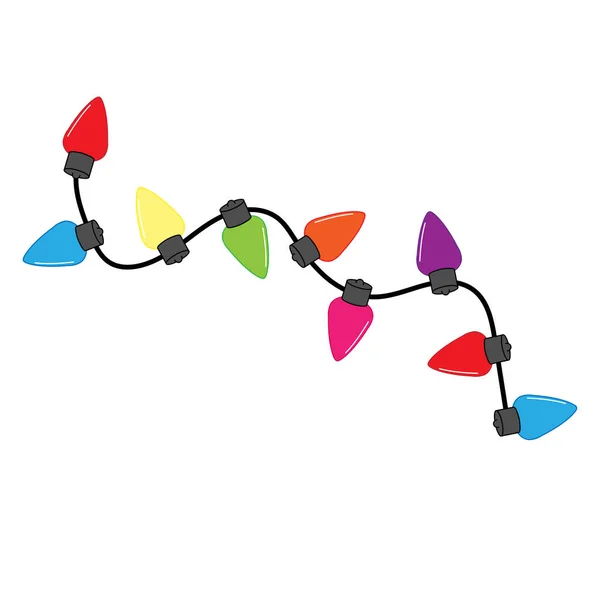 Cadena Luces Hadas Colores Luces Navidad Con Bombillas Colores Editable — Vector de stock