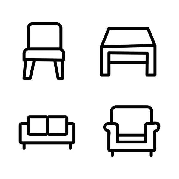 Set Sedie Isolate Sfondo Bianco — Vettoriale Stock