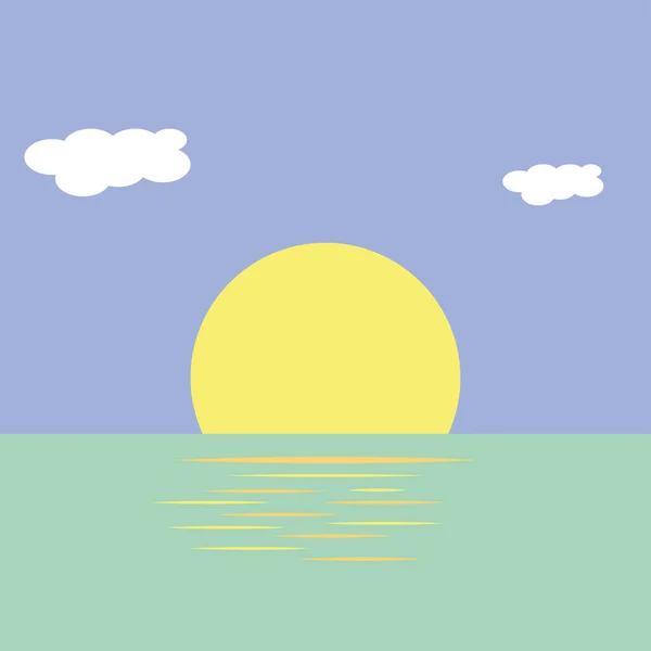 海の上に沈む夕日のベクトル図 — ストックベクタ