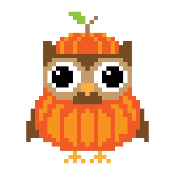 Egy Halloweeni Pixel Bagoly Függőleges Vektora Egy Tökben — Stock Vector