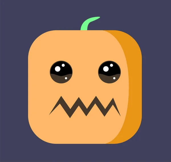 Simple Vector Square Flat Art Cartoon Pumpkin Head Icon — Stock Vector