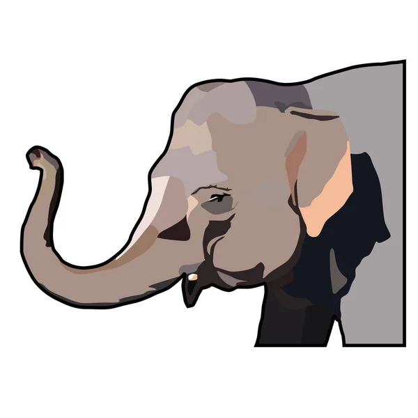Arte Digital Simple Elefante Aislado Sobre Fondo Blanco — Archivo Imágenes Vectoriales