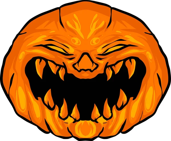 Vector Scary Pumpkin Design Art Isolated White Background — Stock Vector