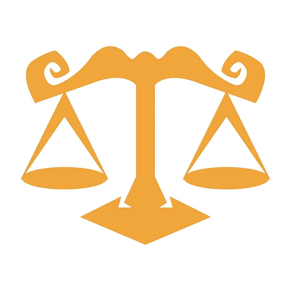 Sarı Pullu Logo Beyaz Arka Planda Izole Edilmiş Hukuk Kavramı — Stok Vektör