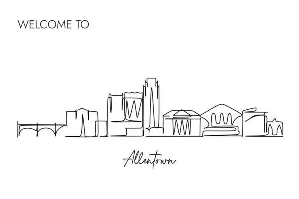 Vektorillustration Eines Handgezeichneten Entwurfs Der Stadt Allentown Und Text Auf — Stockvektor