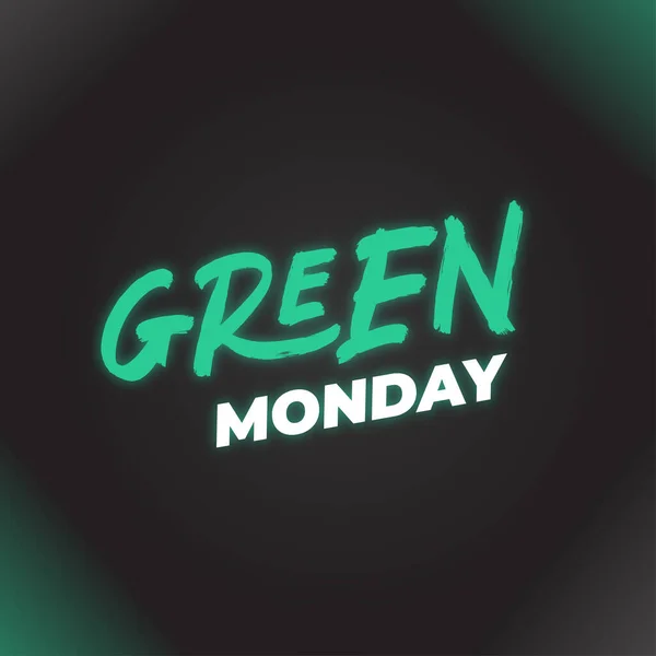 Green Monday Text Vector Written Green White Colors — Stock Vector