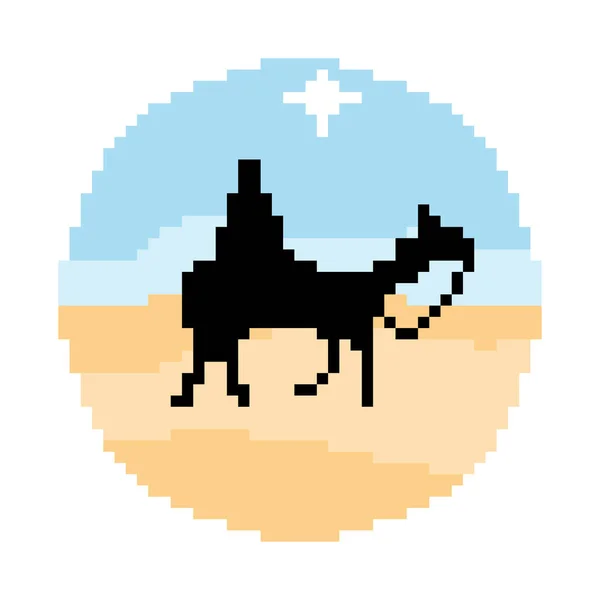 白色背景上孤立骆驼的沙漠矢量象素艺术 — 图库矢量图片