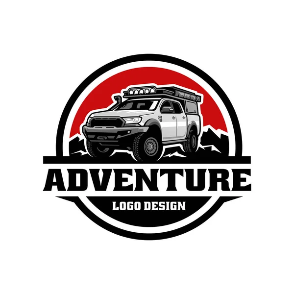 Vector Logotipo Ilustración Camioneta Adventure Pick Sobre Fondo Blanco — Vector de stock