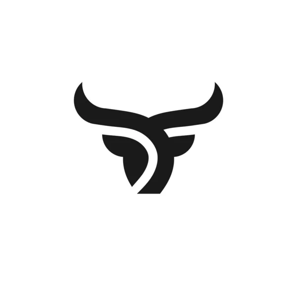 Bull Head Logo Design Black Editable Vector Icon Copy Space — Stock Vector