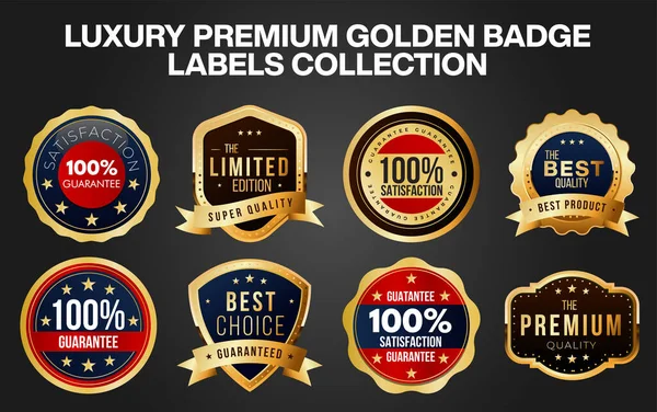Vector Luxury Premium Golden Badge Labels Collection — Stock Vector