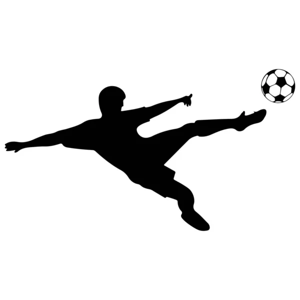 Μια Απεικόνιση Ενός Ποδοσφαιριστή Κλωτσάει Μια Μπάλα Ποδοσφαίρου Που Απομονώνεται — Διανυσματικό Αρχείο