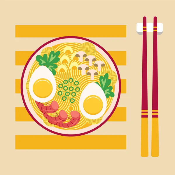 Illustrazione Vettoriale Icone Alimentari Cinesi Con Colori Vivaci Isolati Uno — Vettoriale Stock