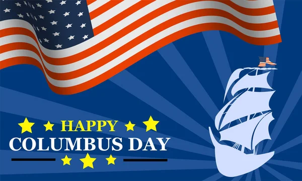 Ένα Πολύχρωμο Σχεδιασμένο Διάνυσμα Γιορτάζει Columbus Ημέρα Στις Ηνωμένες Πολιτείες — Διανυσματικό Αρχείο