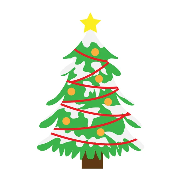 Ein Vertikaler Vektor Eines Schön Geschmückten Weihnachtsbaums Weihnachtskonzept — Stockvektor