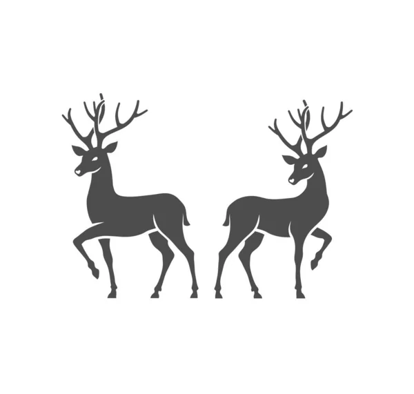 Diseño Minimalista Abstracto Dos Ciervos Aislado Sobre Fondo Blanco — Archivo Imágenes Vectoriales