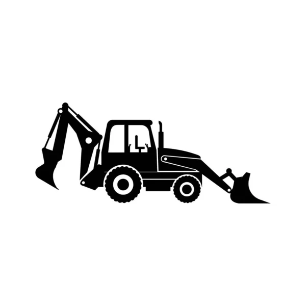 Una Semplice Clip Art Escavatore Isolato Sfondo Bianco — Vettoriale Stock