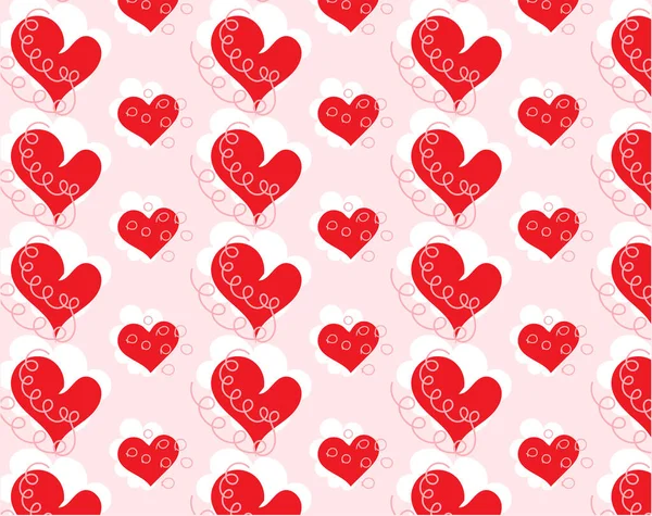 Μια Διανυσματική Απεικόνιση Των Κόκκινων Χνουδωτών Σχημάτων Καρδιάς Ροζ Φόντο — Διανυσματικό Αρχείο