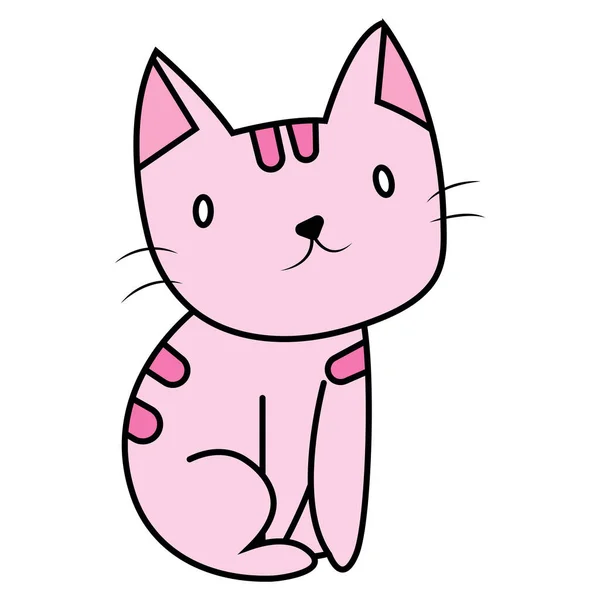 Upravitelný Vektor Ilustrace Roztomilé Kočky Bílém Pozadí — Stockový vektor
