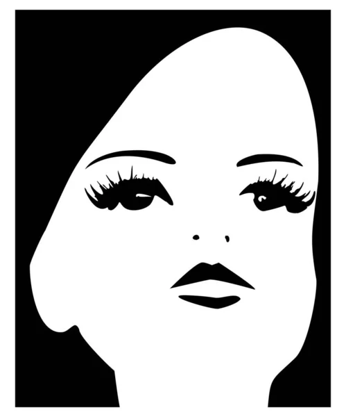 Portrait Graphique Féminin Isolé Sur Fond Blanc — Image vectorielle