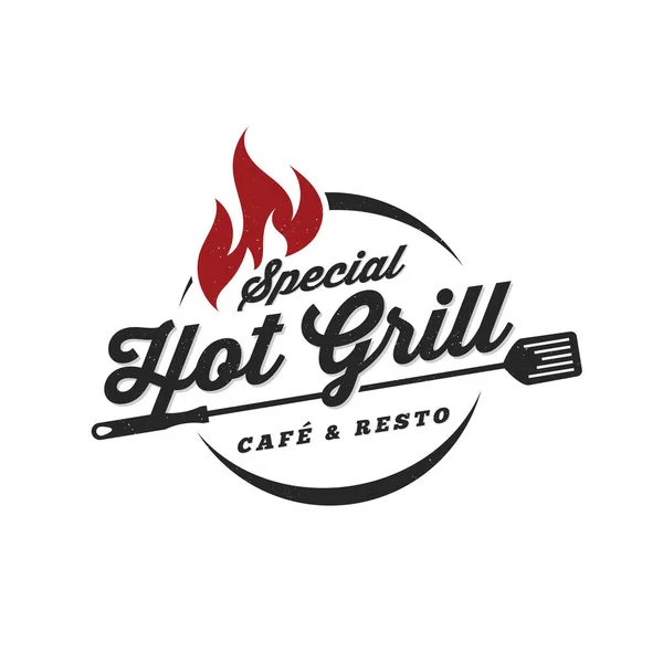 Wektorowa Ilustracja Projektu Logo Hot Grill — Wektor stockowy
