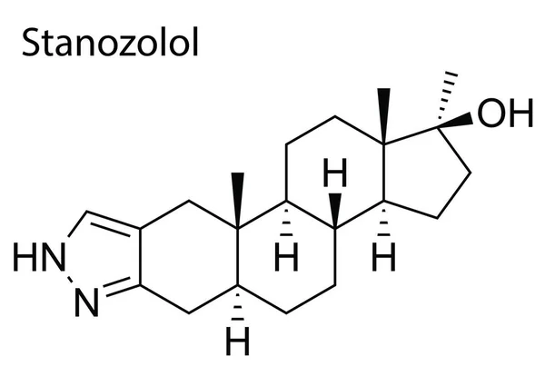Vector Estructura Química Del Esteroide Anabólico Androgénico Del Estanozolol — Vector de stock