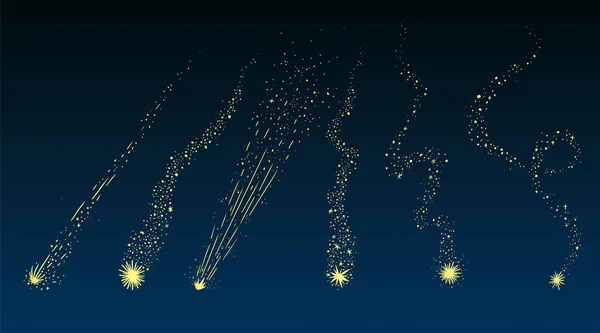 Una Ilustración Vectorial Seis Brillantes Estrellas Con Fondo Azul — Vector de stock
