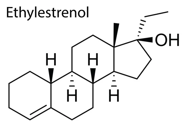 Vector Estructura Química Del Esteroide Anabólico Androgénico Ethylestronol — Vector de stock