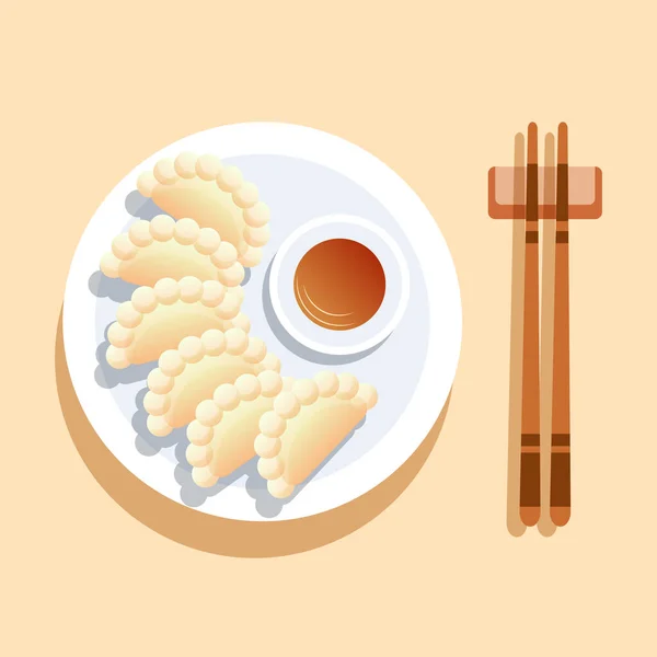 Une Illustration Vectorielle Des Boulettes Nourriture Chinoise — Image vectorielle