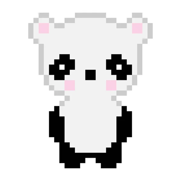 Векторная Иллюстрация Пиксельного Искусства Panda Изолированы Белом Фоне — стоковый вектор