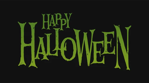 Vecteur Texte Vert Happy Halloween Sur Fond Noir — Image vectorielle