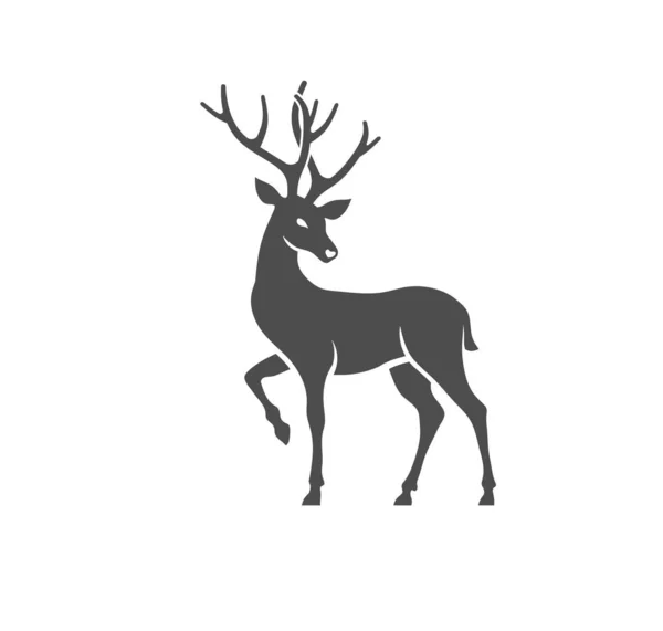 Gray Vector Silhouette Deer White Background Animal Icon — Stock Vector