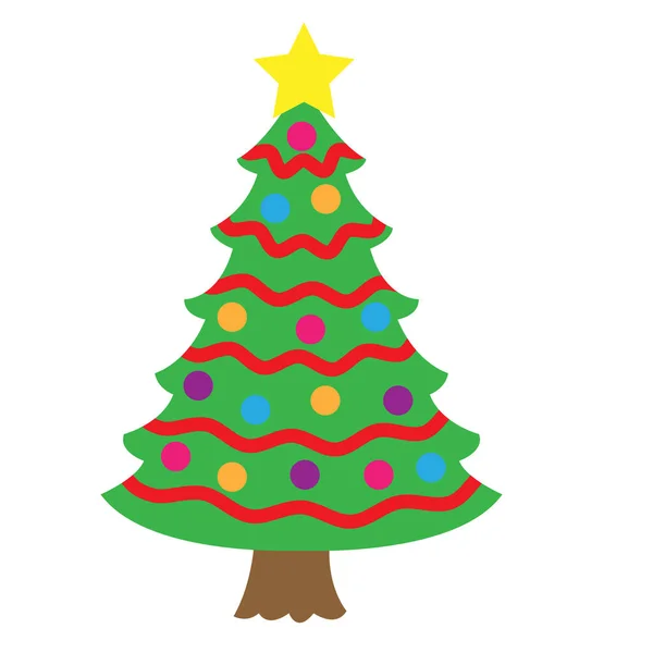 Ein Vertikaler Vektor Eines Schön Geschmückten Weihnachtsbaums Weihnachtskonzept — Stockvektor