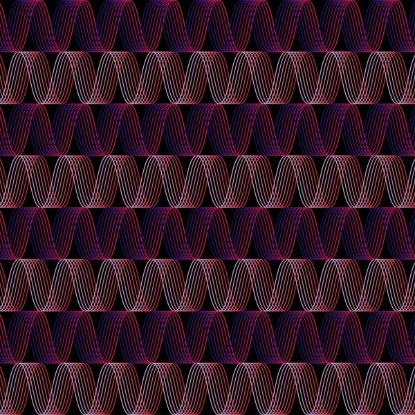 一种在空旷的黑暗背景中孤立的粉红色闪光的抽象波的矢量 — 图库矢量图片