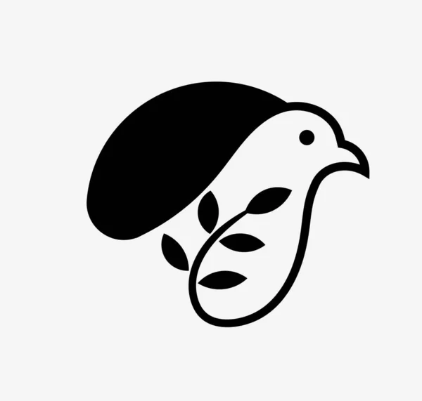 Projekt Logo Ptaka Liścia Edytowalna Ikona Wektora Gołębia Białym Tle — Wektor stockowy
