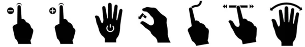 黑手图标 手指按下滑动按钮 白色背景隔离 — 图库矢量图片