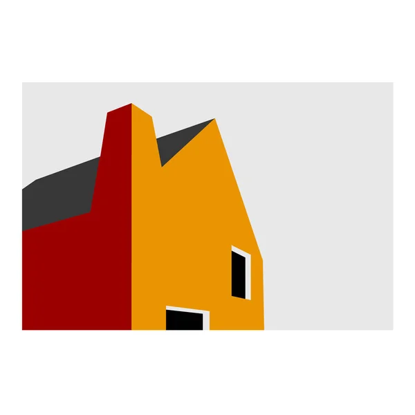Uma Ilustração Vetorial Casa Colorida Com Seu Telhado Janelas Parede — Vetor de Stock