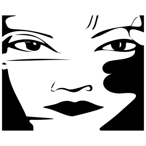 Skiss Ikon Vacker Kvinnlig Ansikte — Stock vektor