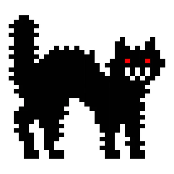 ハロウィンのピクセル怖い猫のベクトル — ストックベクタ