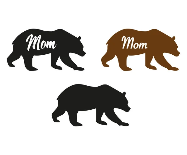 Tre Björnar Med Ordet Mamma Skrivet Två Dem Vit Bakgrund — Stock vektor