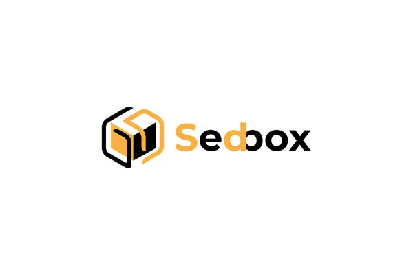 Digitální Design Box Logo Doručovací Firma Ochranná Známka Kopírovacím Prostorem — Stockový vektor