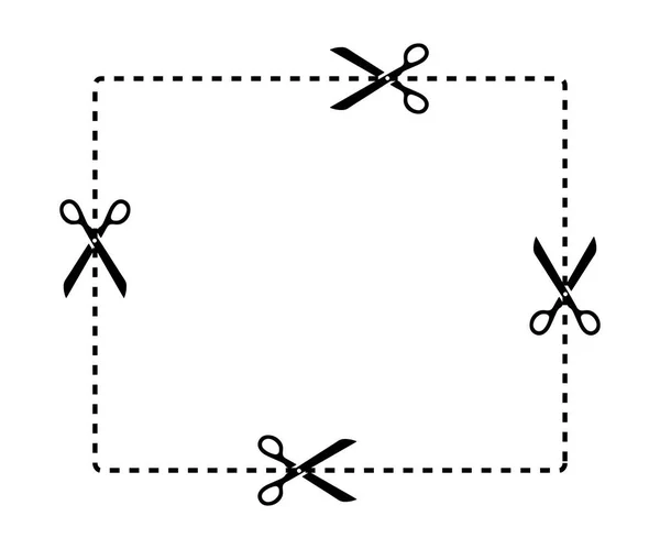 Gabarit Ciseaux Coupant Pointillés Comme Rectangle — Image vectorielle
