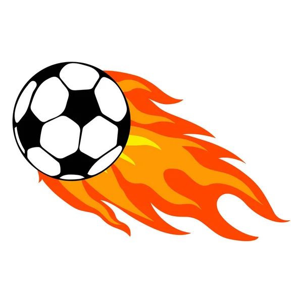 一个被白色背景隔开的燃烧的足球的例子 — 图库矢量图片