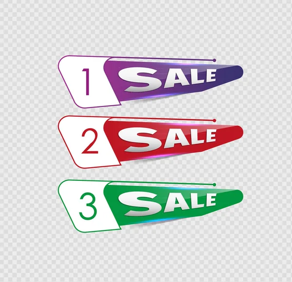 Een Vector Illustratie Van Drie Verschillende Gekleurde Koop Ontwerp Logo — Stockvector