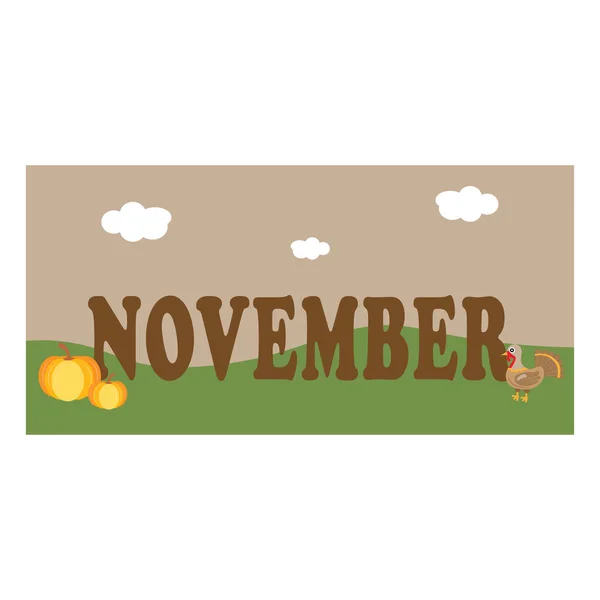 Uno Sfondo Bocca Novembre Con Zucche Tacchino — Vettoriale Stock