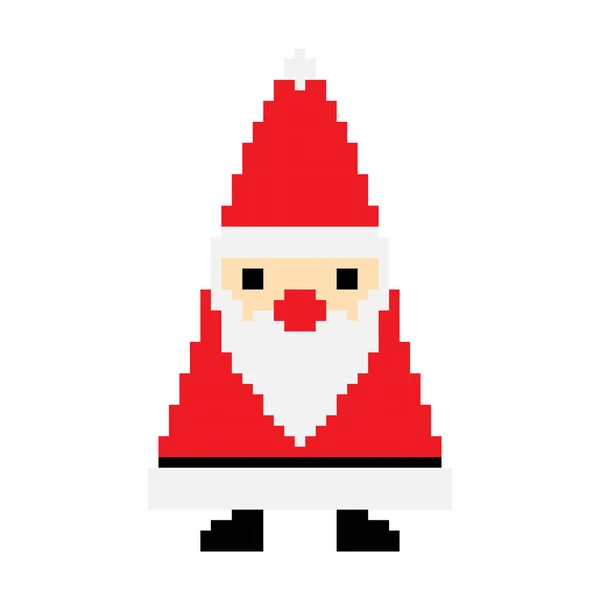 Vector Ilustración Pixel Arte Santa Claus Aislado Sobre Fondo Blanco — Vector de stock