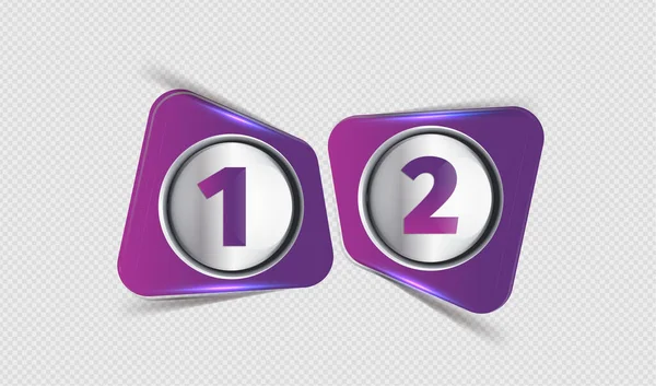 一号和二号紫色图标在灰色背景上隔离 — 图库矢量图片