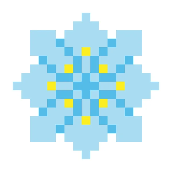 Een Blauwe Bloem Pixel Art Stijl Geïsoleerd Witte Achtergrond — Stockvector