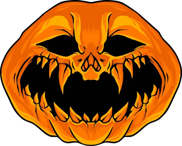 Vector Scary Pumpkin Design Art Isolated White Background — Stock Vector